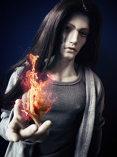 Doll Adrian casting a fire spell